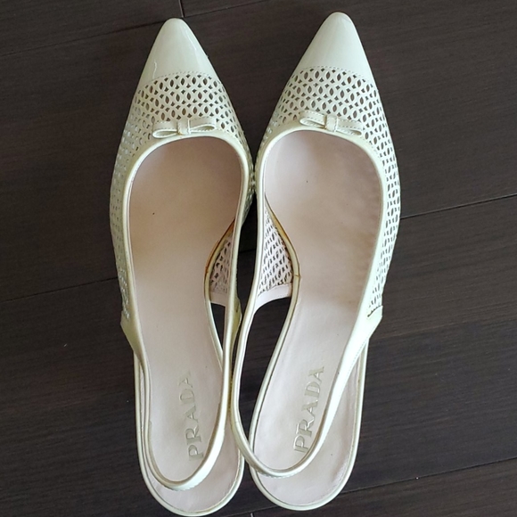 Prada Kitten Slingback Heels (Ivory color) - Picture 2 of 4